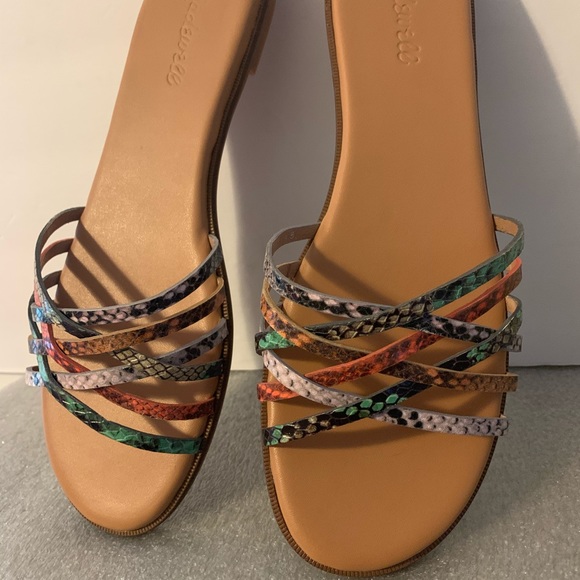 Madewell Tracie Crisscross Slide Sandal Snake Embossed Leather Size 9.5M - Picture 2 of 7